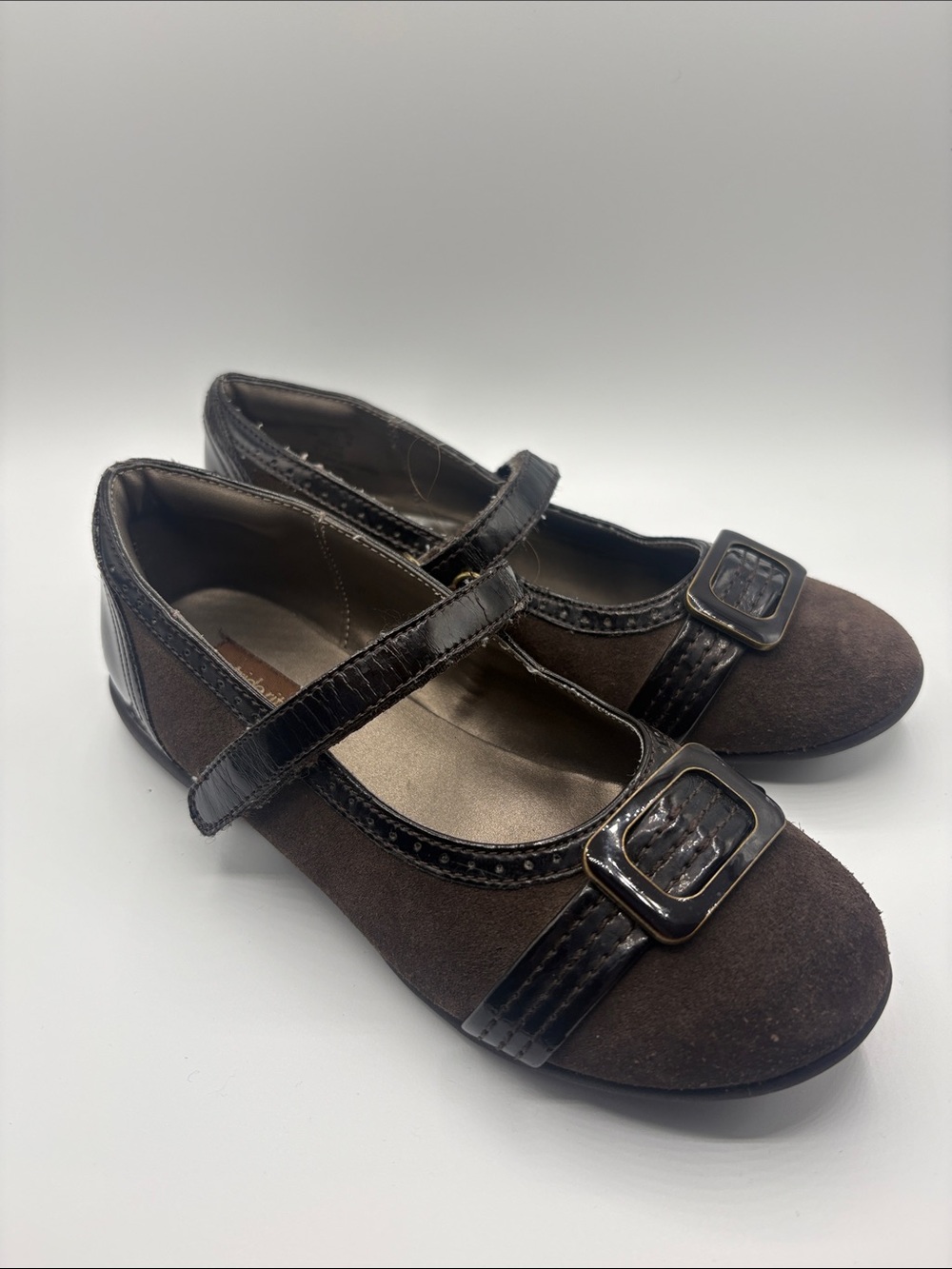 Stride Rite Girls Brown Mary Jane Flats with Buckle Detail